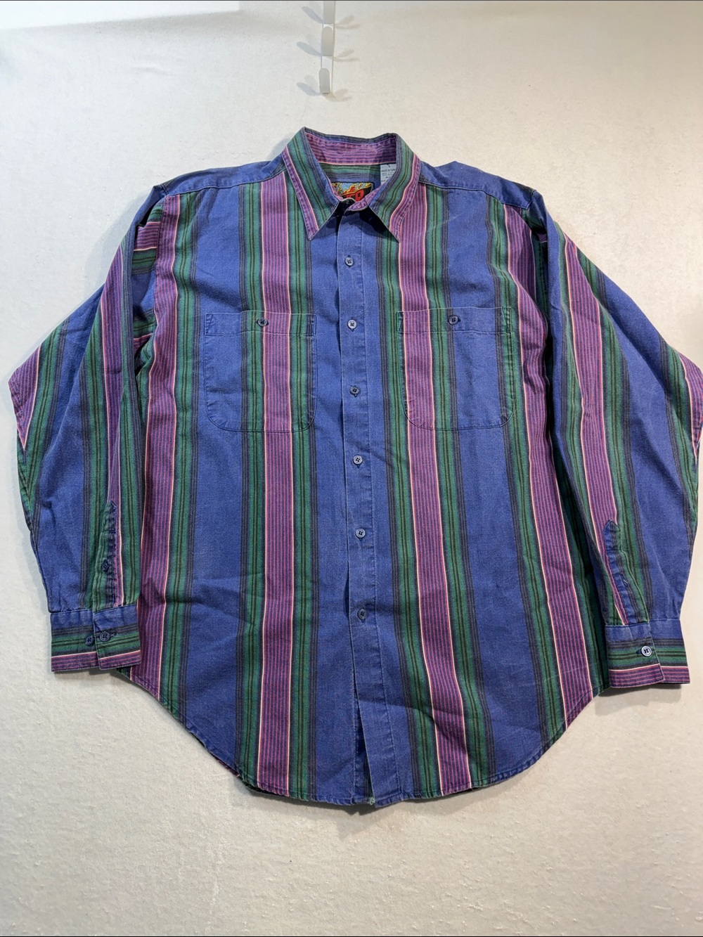 Vintage 80's Blazer Long Sleeve Vertical Striped Button Down Shirt